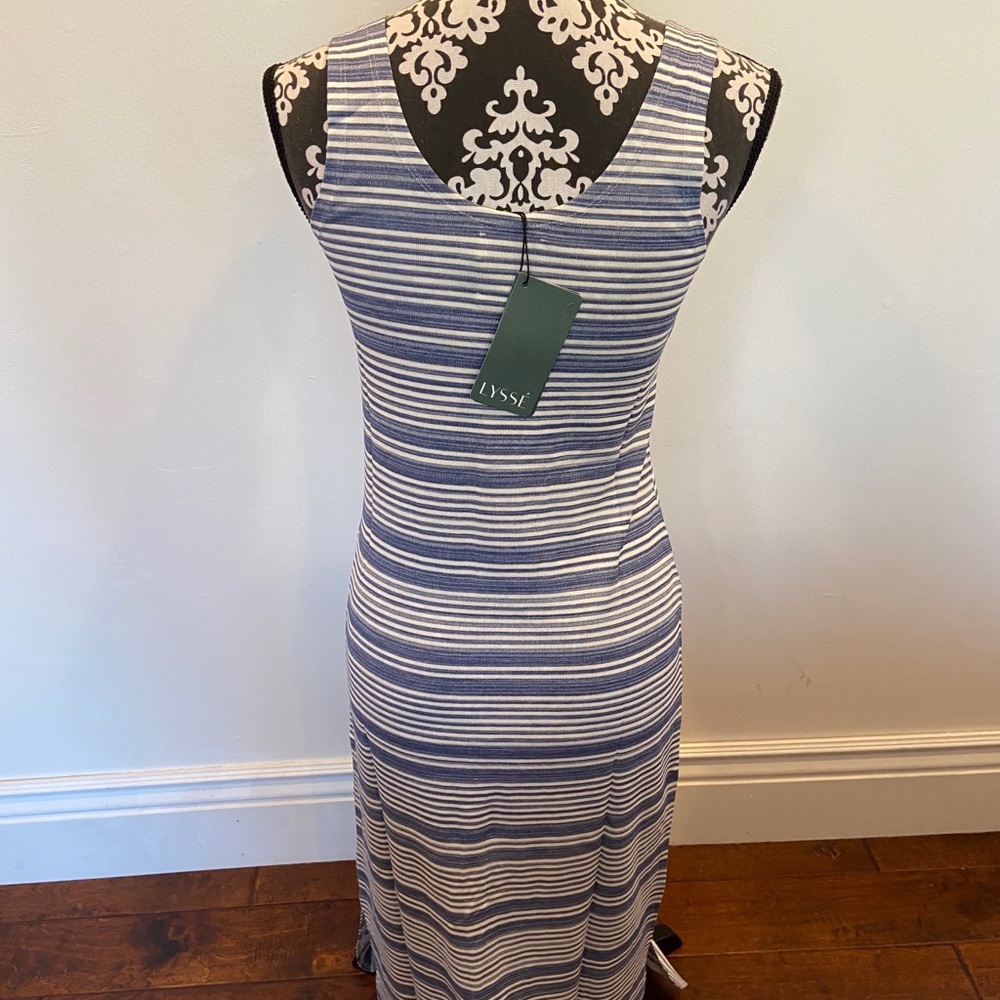 NWT Lysse Mulholland Blue Split Hem Midi Dress - Picture 6 of 7